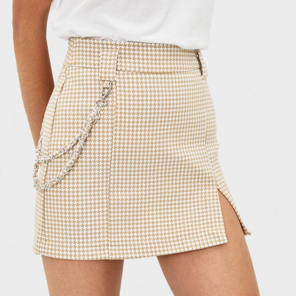 Bershka Houndstooth Mini skirt with chain
